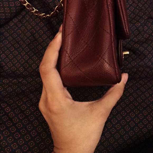 CHANEL Burgundy Mini Rectangular Caviar bag RARE - Picture 2 of 7